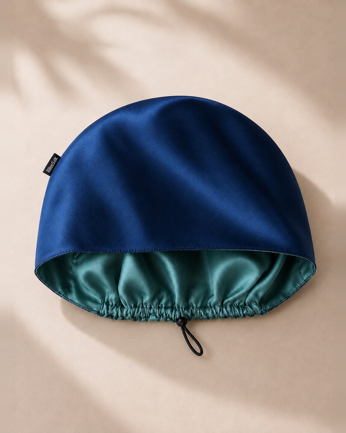Silk Scrub Cap Euro Style in Royal Blue/Teal, blue side showing — BlissSilk